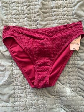 Bar III Magenta Ruched Bikini Bottom